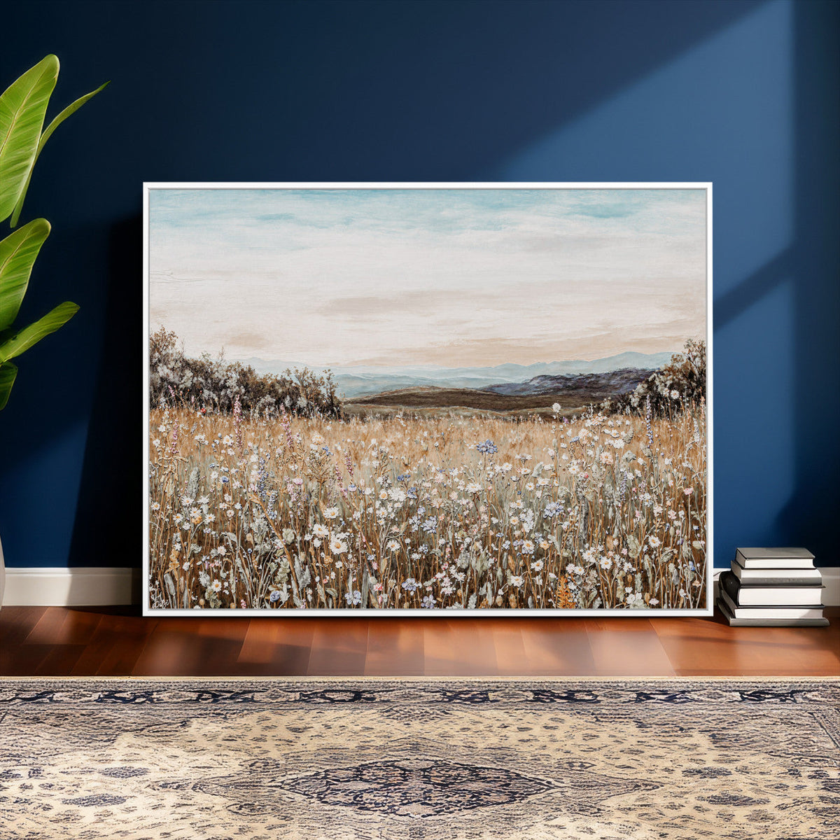 Neutral Wildflower Field Canvas Wall Art — Beige Earth Tone