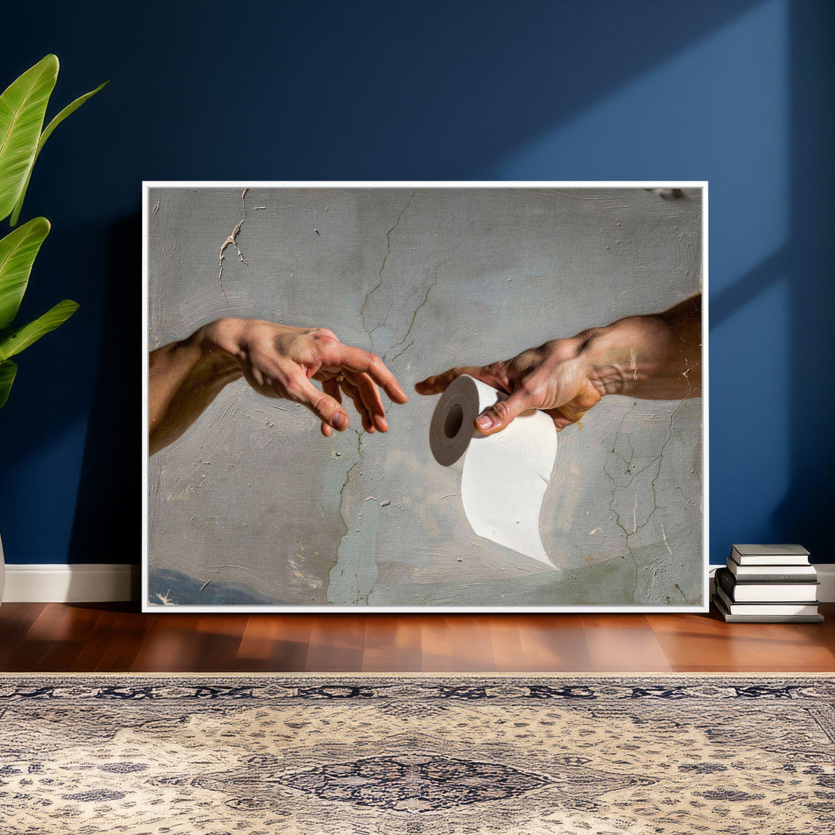 Funny Bathroom Wall Art Canvas, Creation of Toilet Paper