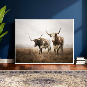 Texas Longhorn Canvas Wall Art Western Bull Desert Moody