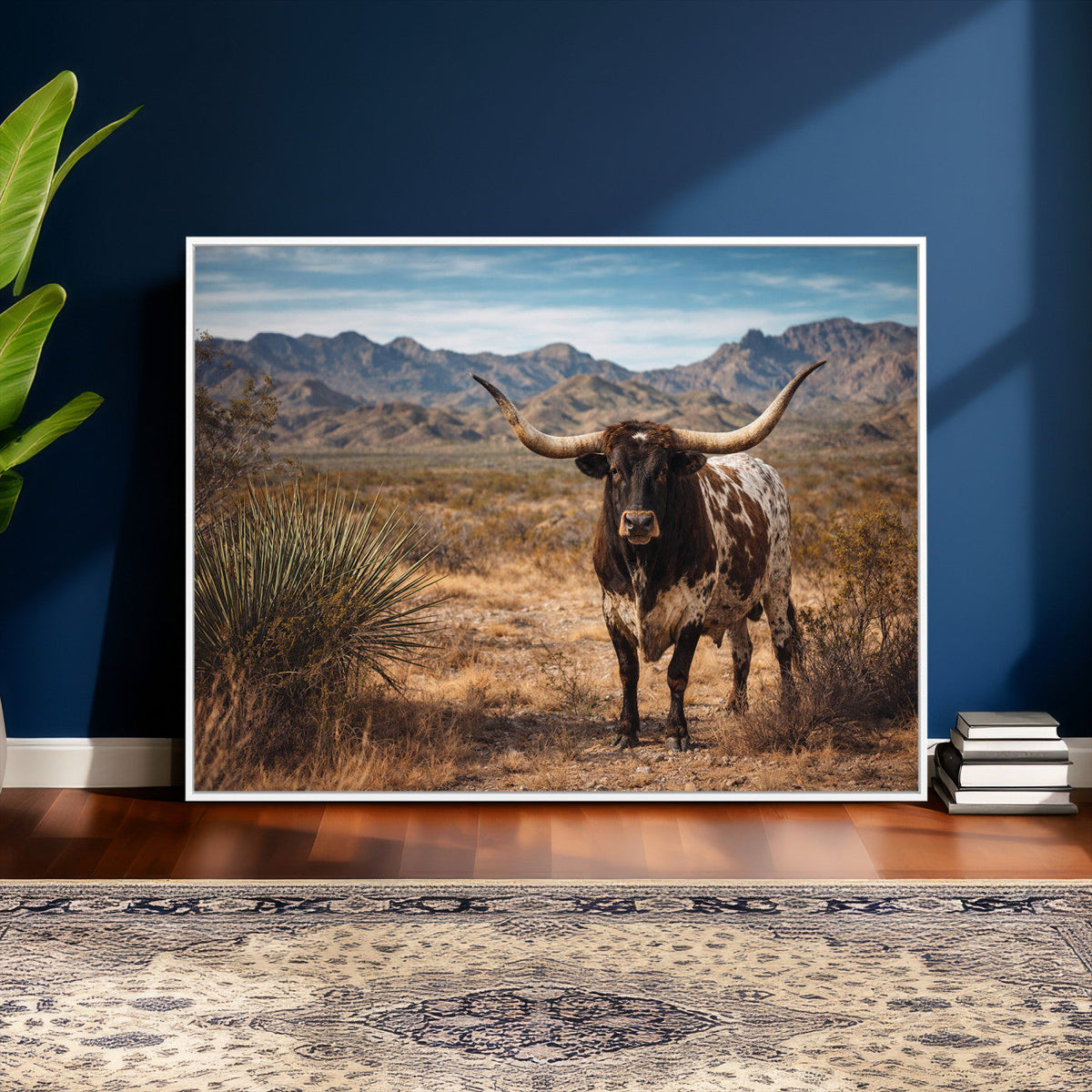 Texas Longhorn Canvas Wall Art Western Bull Desert Moody
