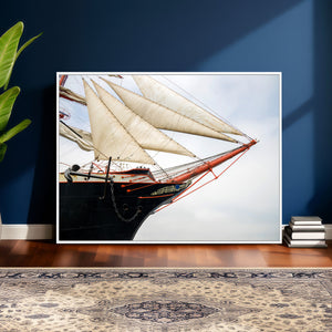 Sailboat Wall Art Canvas Print, Vintage Ship Bow Framed