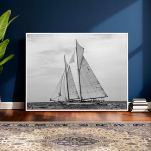 Vintage Sailboat Wall Art Canvas Print, Black and White
