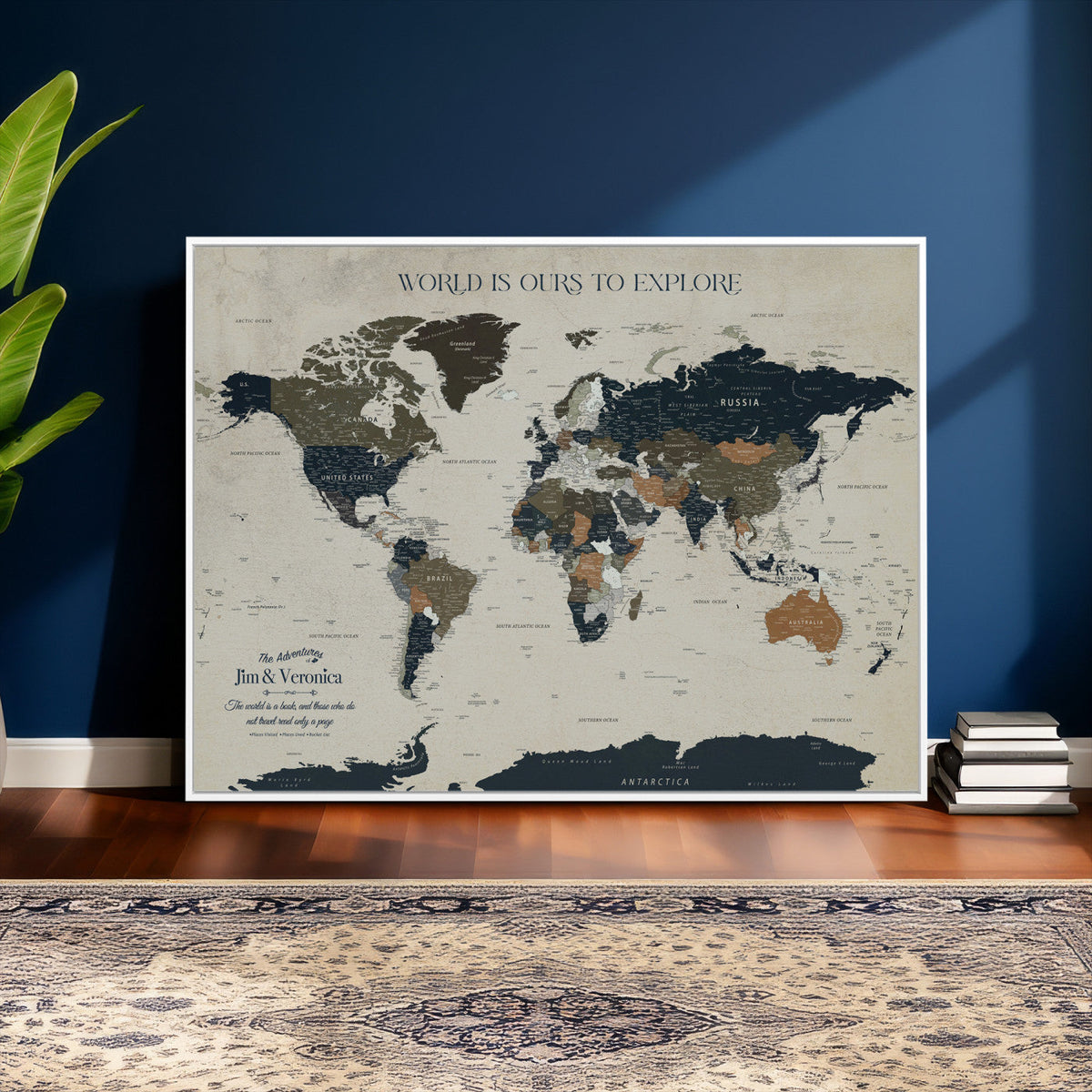 Custom Push Pin World Map Wall Art Canvas Print –