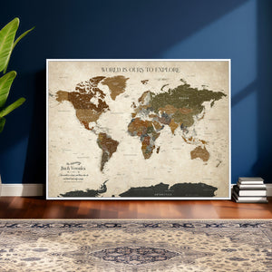 Custom Push Pin World Map Wall Art Canvas Print –