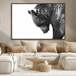 Black and White Grizzly 399 Bear Canvas Print Wall Art |