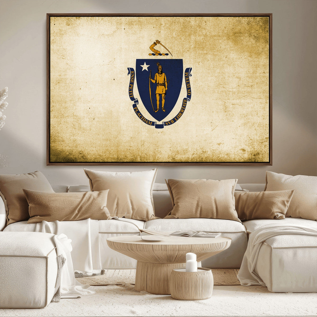 Massachusetts Flag Wall Art Canvas Print