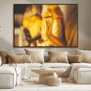 Gold Buddha Statue Hands Wall Art Canvas Print
