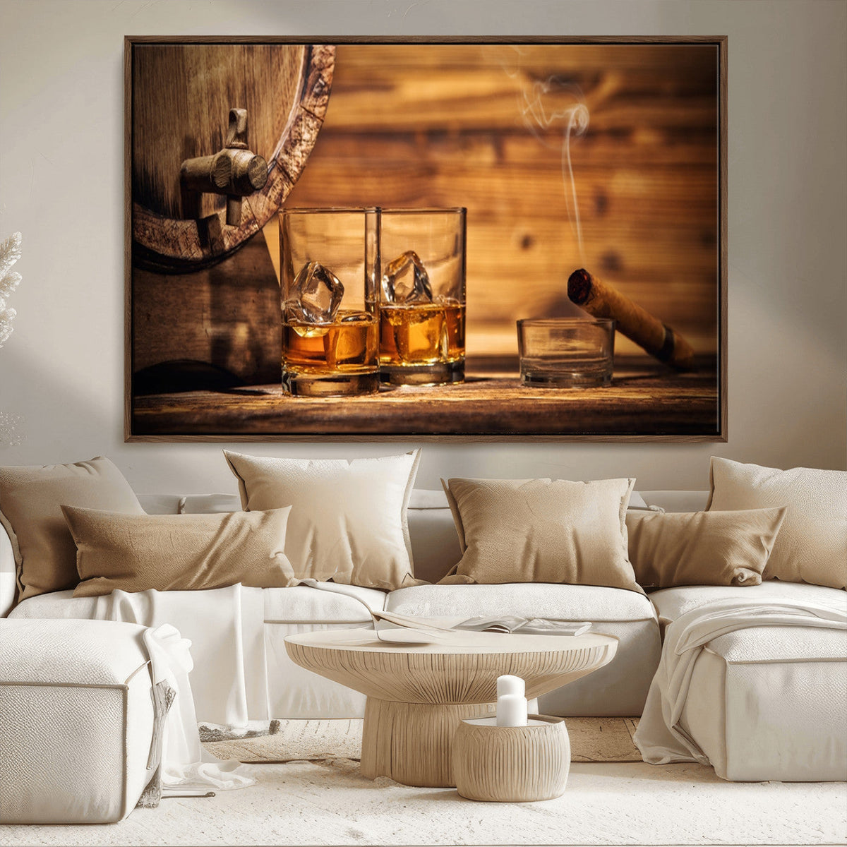 Rustic Whiskey and Barrel Canvas Print