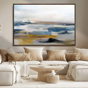 Abstract Landscape Wall Art Canvas | 3 Panel Modern Blue,