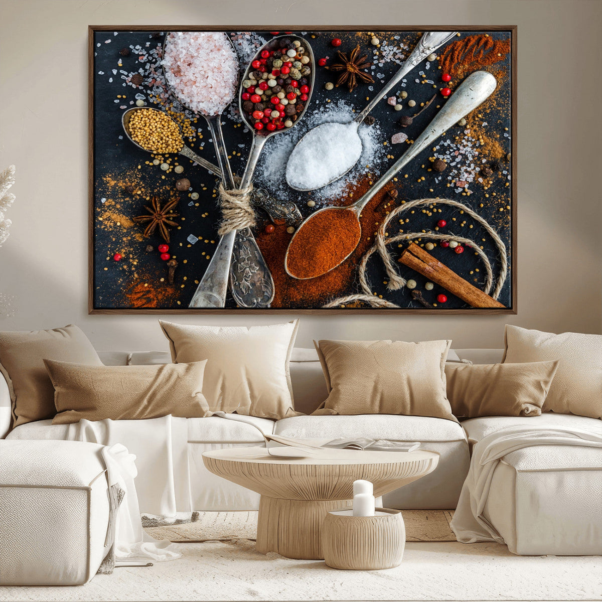 Spices and Seasonings Canvas Wall Art – Colorful Triptych