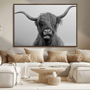 Texas Cow Wall Art Canvas, Texas Longhorn Cattle Canvas