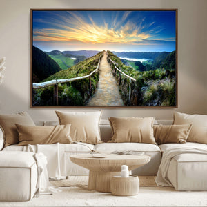 Mountain and Sunset Wall Art Canvas Print