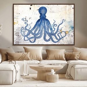 Octopus Canvas Wall Art | Coastal Marine Life Artwork for