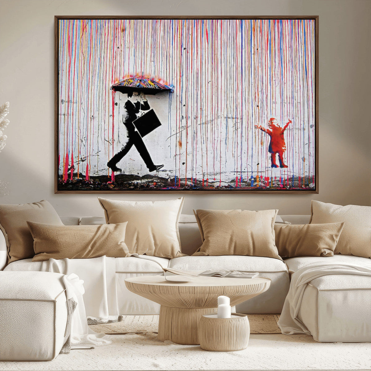 Banksy Wall Art Canvas Print, Framed Graffiti Art Picture