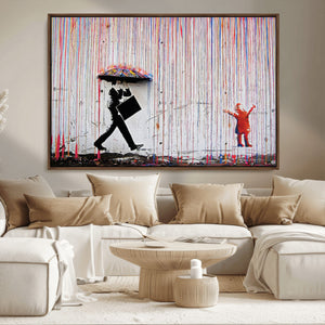 Banksy Wall Art Canvas Print, Framed Graffiti Art Picture