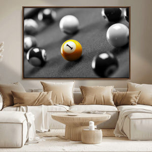 Wall Art Pool Table and Balls Canvas Print