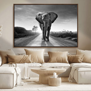 Black and White Elephant Wall Art Canvas Print