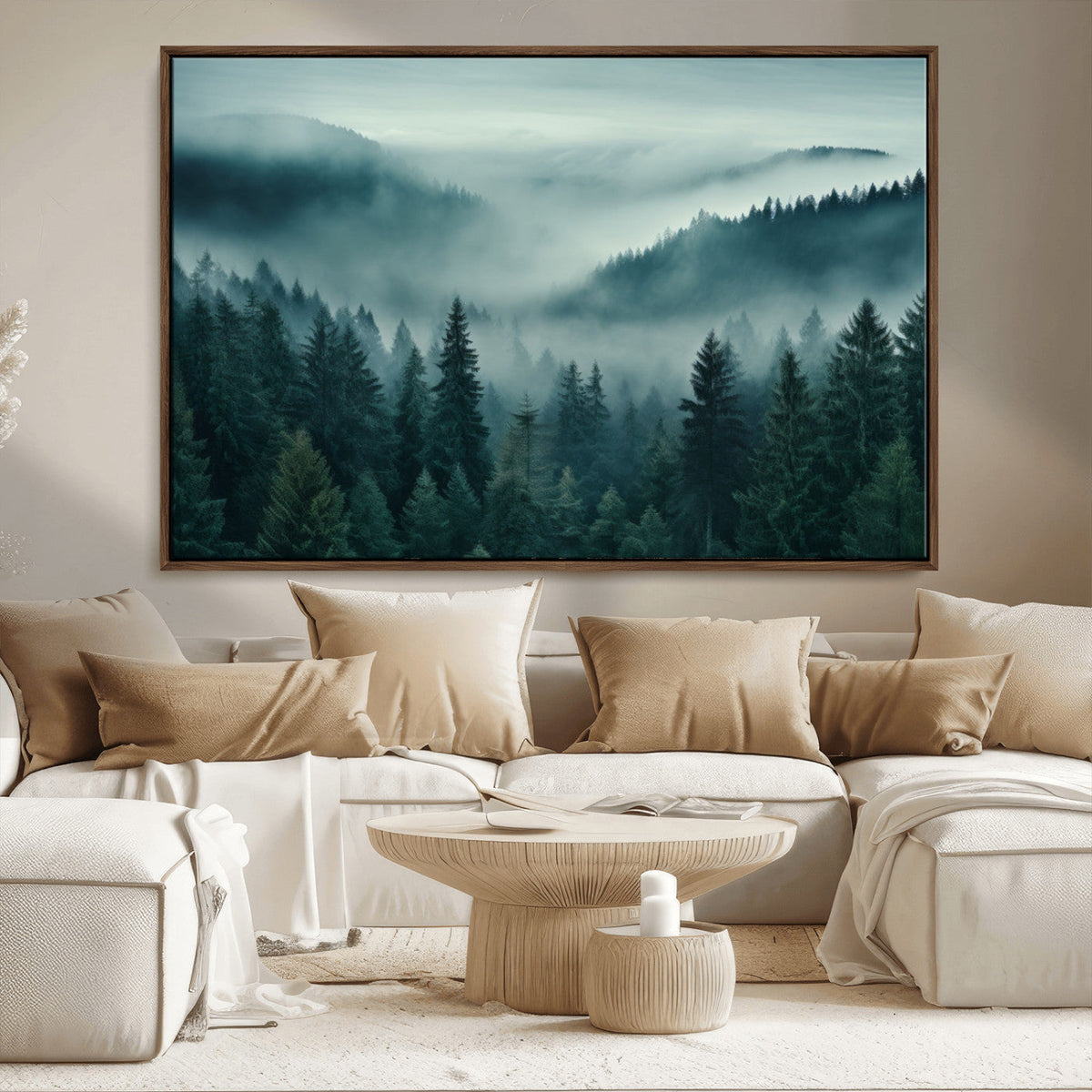 Captivating Misty Foggy Forest Wall Art Premium Canvas Print