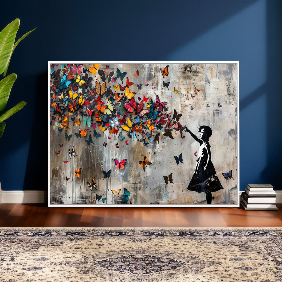 Banksy Wall Art - Banksy Girl and Butterfly Explosion Wall