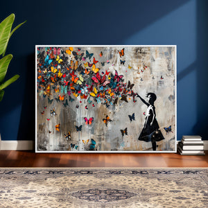 Banksy Wall Art - Banksy Girl and Butterfly Explosion Wall