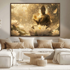 Golden Buddha Wall Art | Yoga Room Decor and Meditation Room