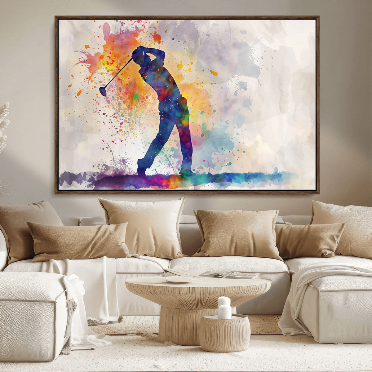 Watercolor Golf Swing Wall Art Canvas Print | Vibrant