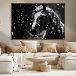 Winter Horse Wall Art | Black and White Horse Print | Ready