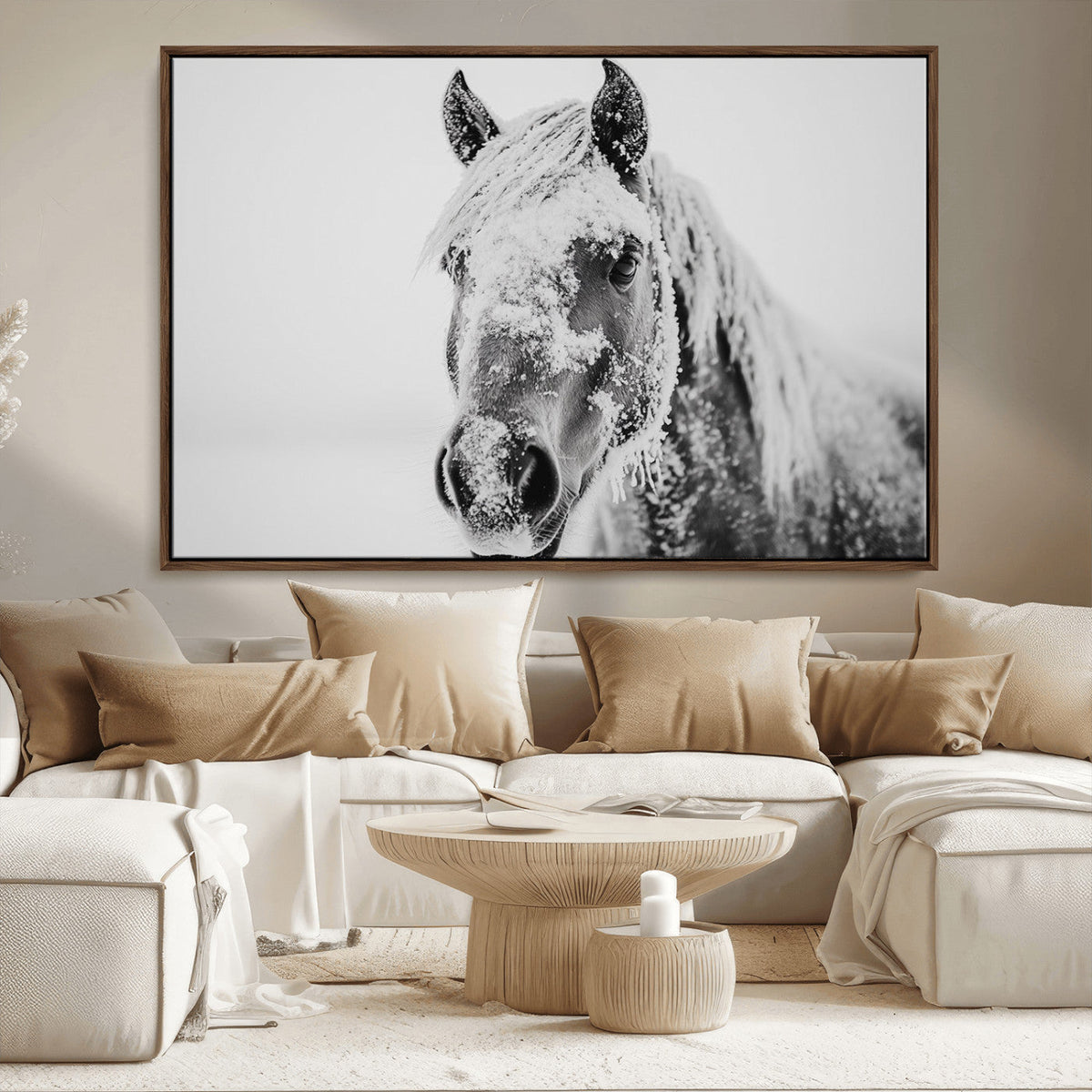White Horse Wall Art | Ready to Hang and Framed | Winter
