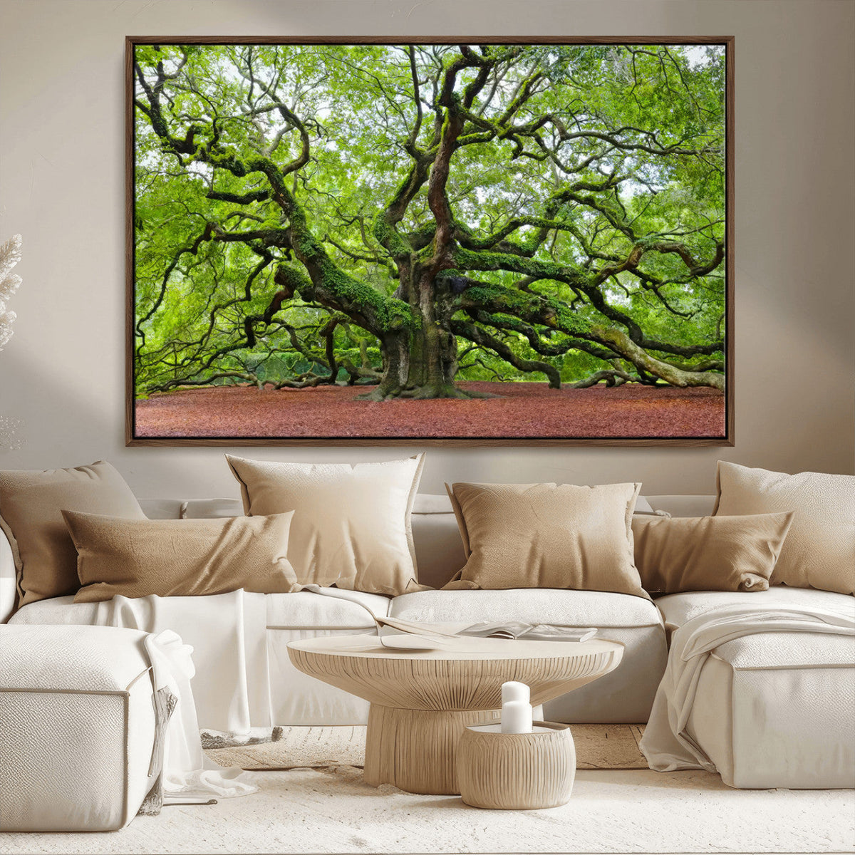 Framed Angel Oak Tree Wall Art - 3-Panel Canvas Prints,