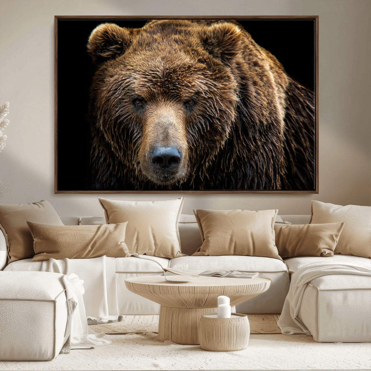 Grizzly Brown Bear Canvas Wall Art, Wildlife Animal Canvas