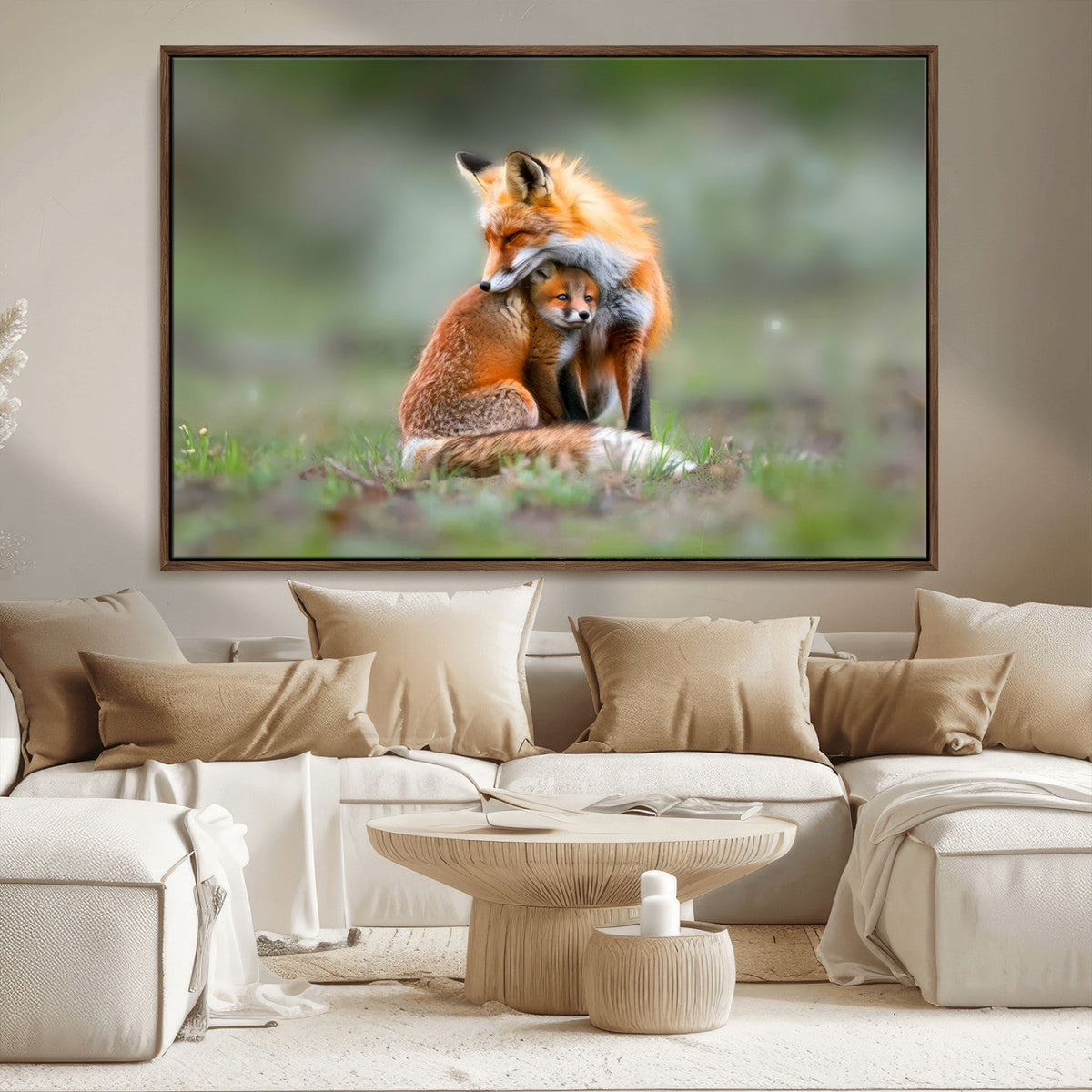 Heartwarming Fox and Baby Cub Wall Art | Ready to Hang
