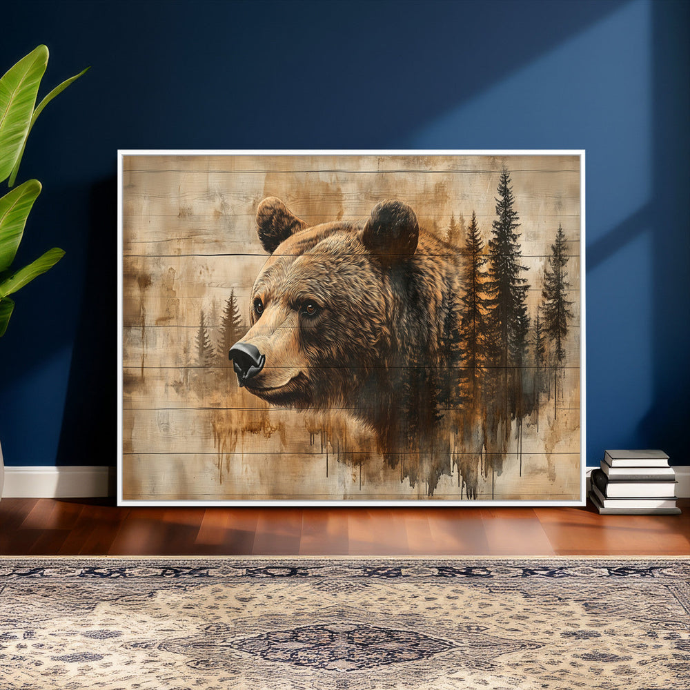 Rustic Grizzly Bear Wall Art, Abstract Grizzly 399 Bear Wall