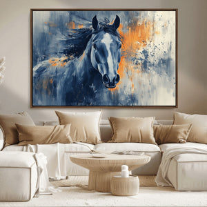 Abstract Blue Horse Wall Art Print Canvas | Horse Wall Art
