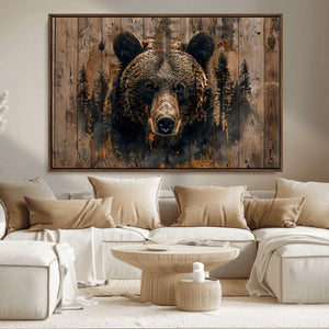 Rustic Grizzly 399 Wall Art | Triptych Canvas Print | Rustic