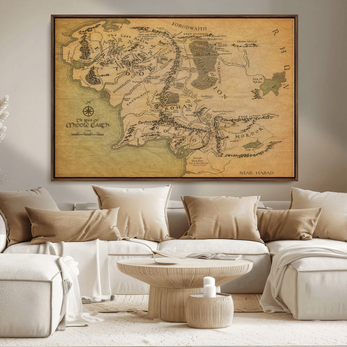 Middle Earth Map Canvas Wall Art – Vintage Fantasy Map