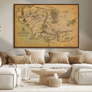 Middle Earth Map Canvas Wall Art – Vintage Fantasy Map