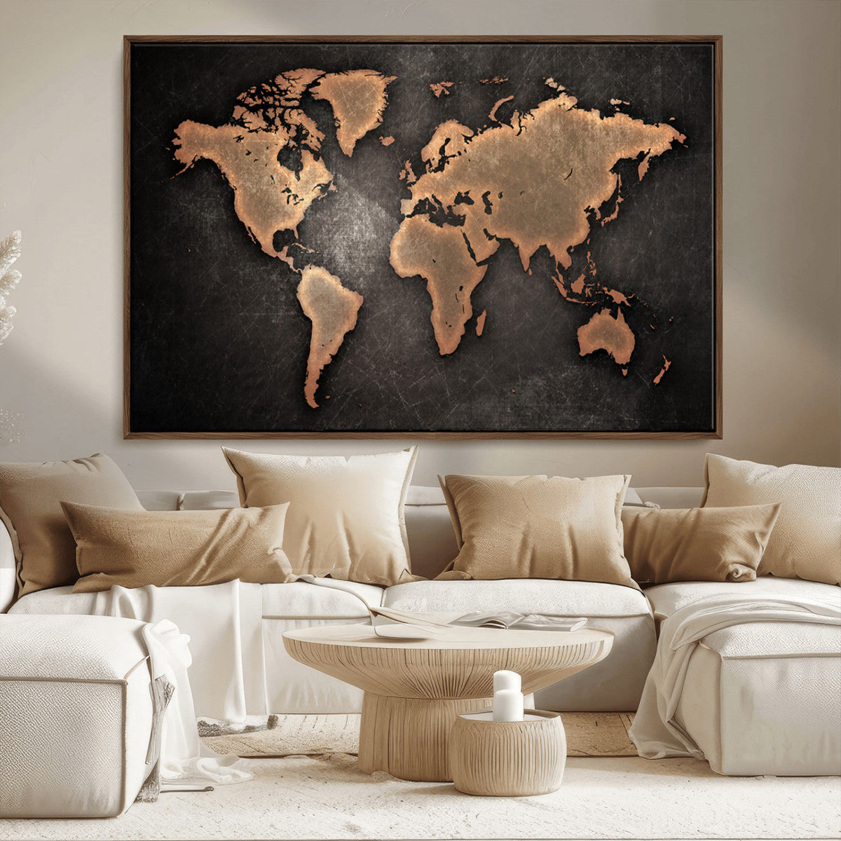World Map Canvas Print – Framed Travel Map Wall Art for