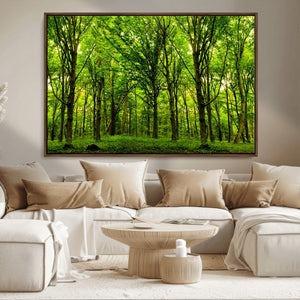 Lush Green Forest Canvas Print | 3-Panel Forest Wall Art |