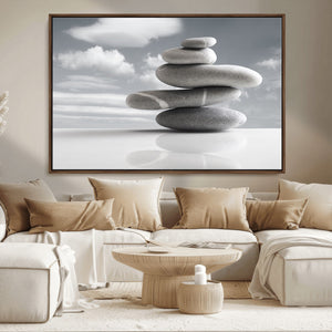 Still Life Black and White Zen Stones Wall Art Canvas,
