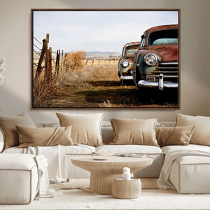 Old Rustic Classic Car Wall Art Canvas Print