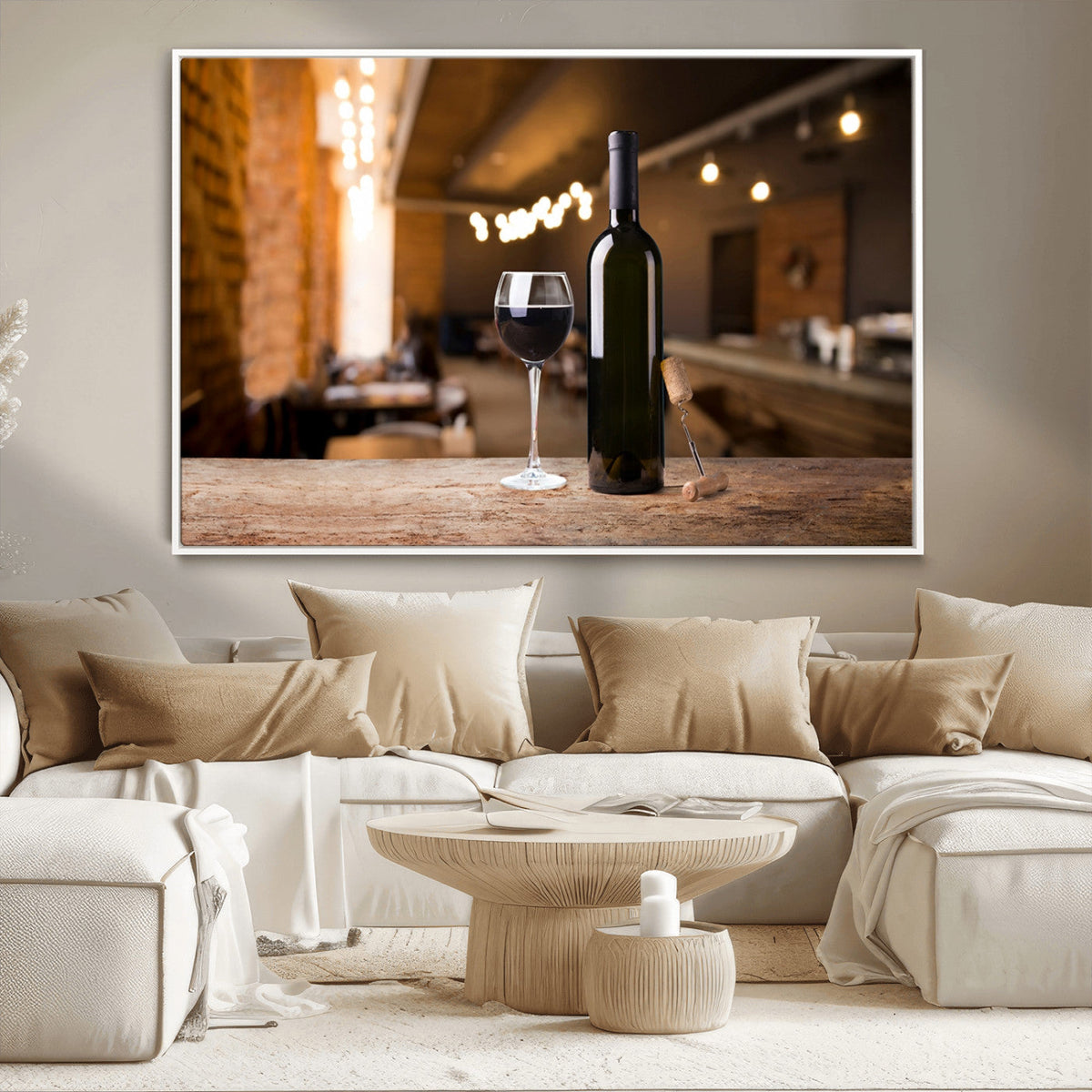 Wine and Bottle Wall Art Canvas Print