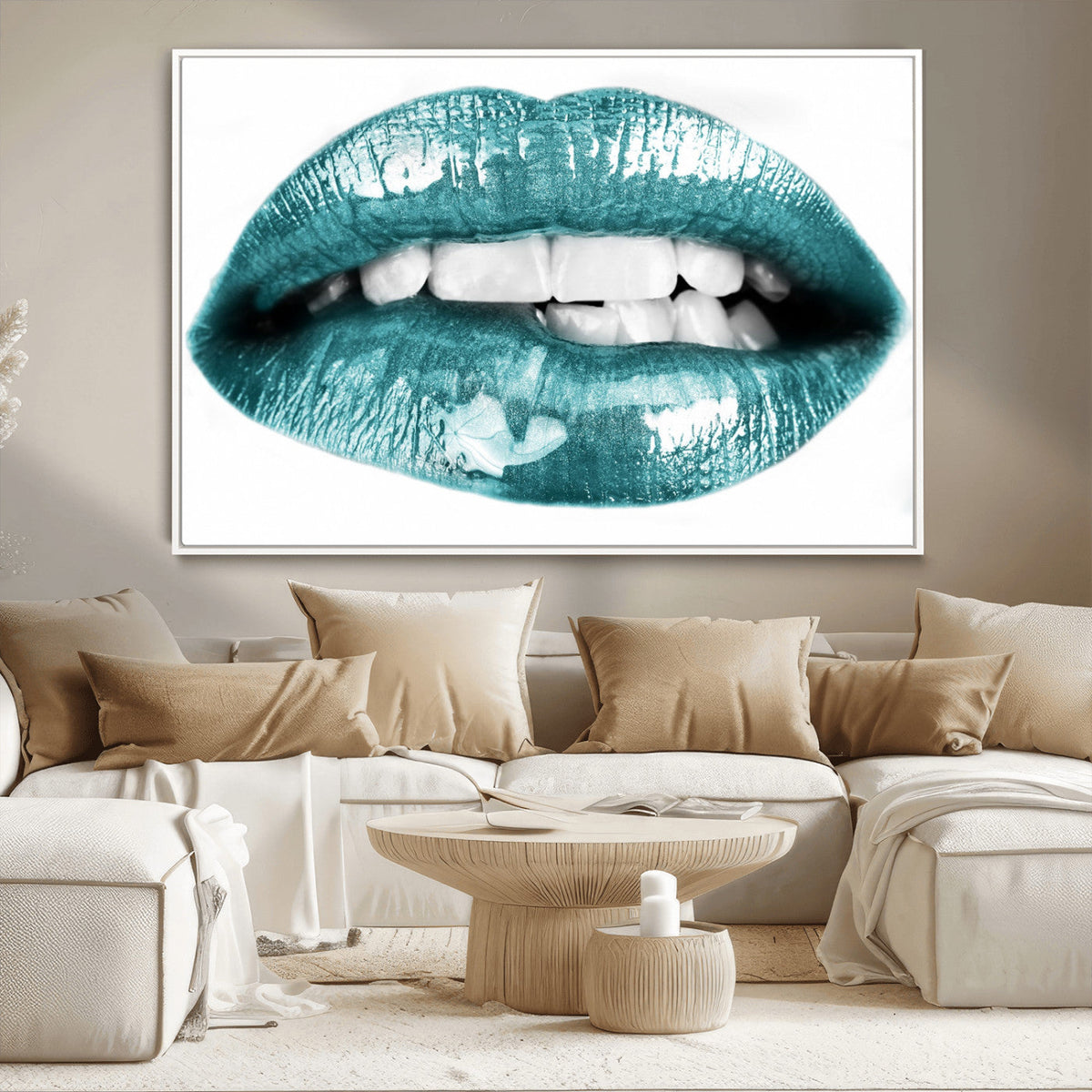 Blue Lips Wall Art Canvas Print