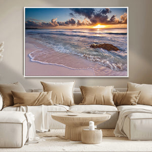 Sea Ocean Sunset Beach Wall Art Canvas Print
