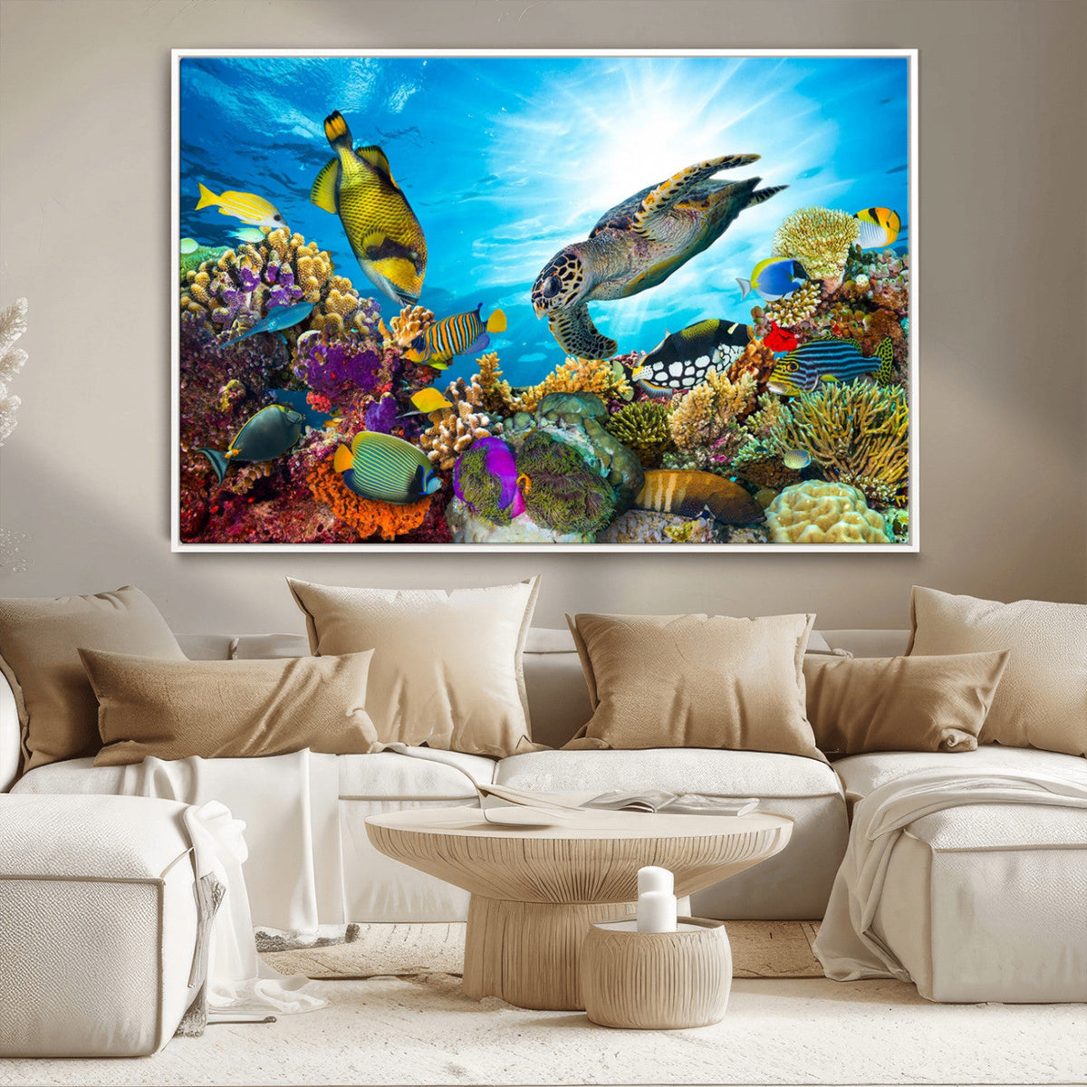 Aquatic Life Sea Turtles Fish Wall Art Canvas Print