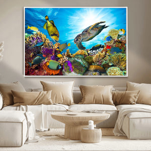 Aquatic Life Sea Turtles Fish Wall Art Canvas Print