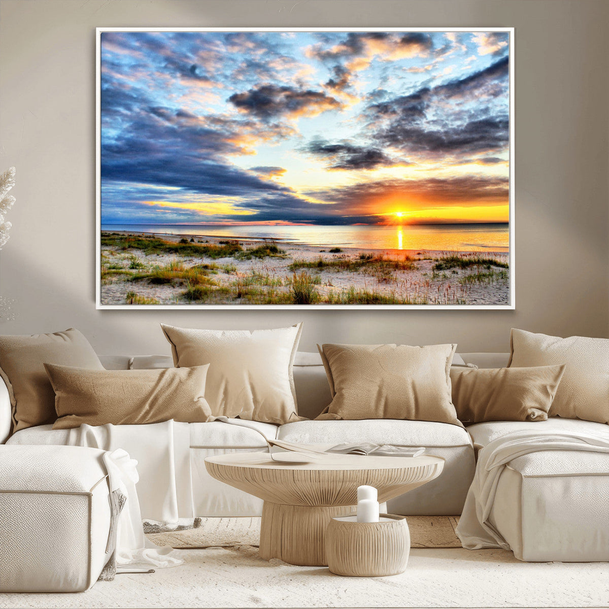 Sunset On The Ocean Wall Art Canvas Print