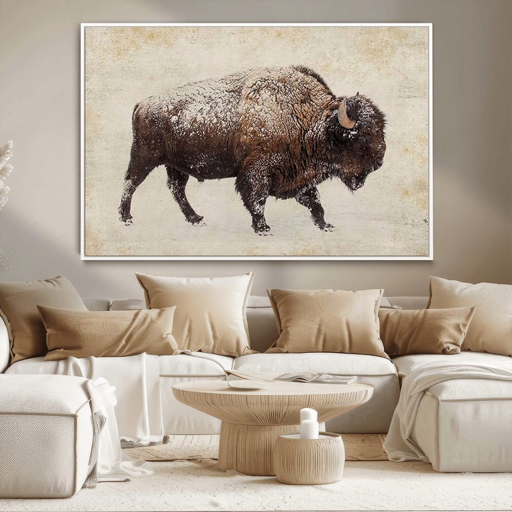Buffalo Wall Art, Western Bison Canvas Print, Rustic Buffalo