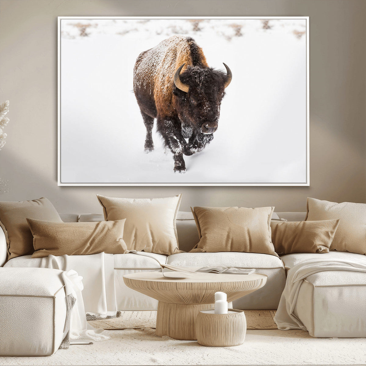 Bison Winter Wall Art Canvas Print For Farmhouse Decor