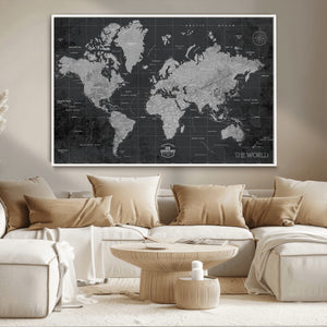 World Map Canvas Print – Detailed Map of the World Wall Art