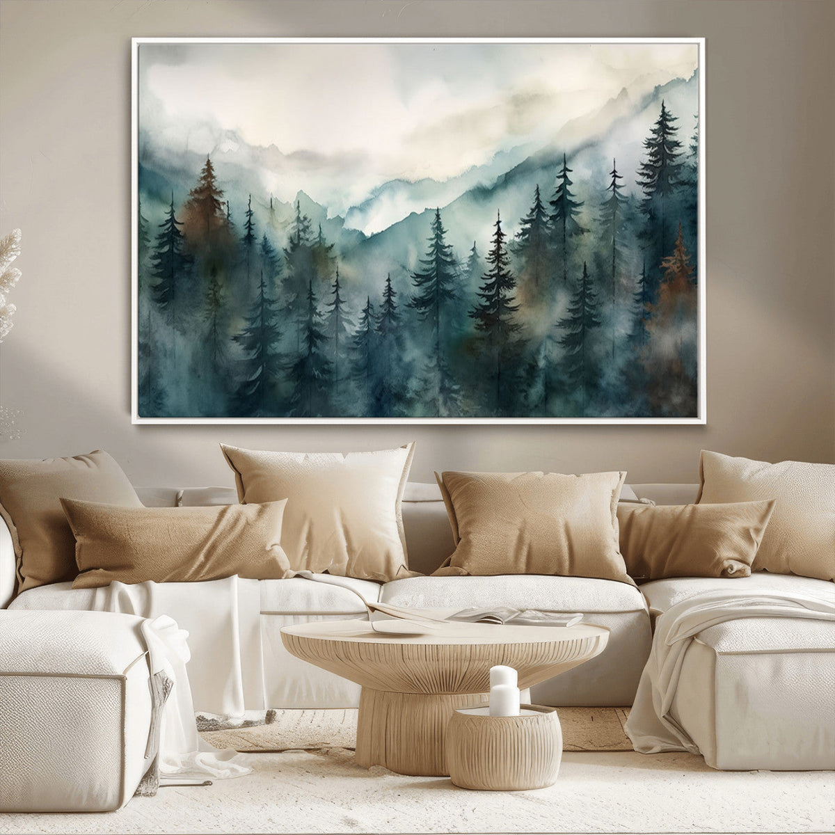 Serenity Forest Wall Art Canvas | Foggy Mountain Landscape